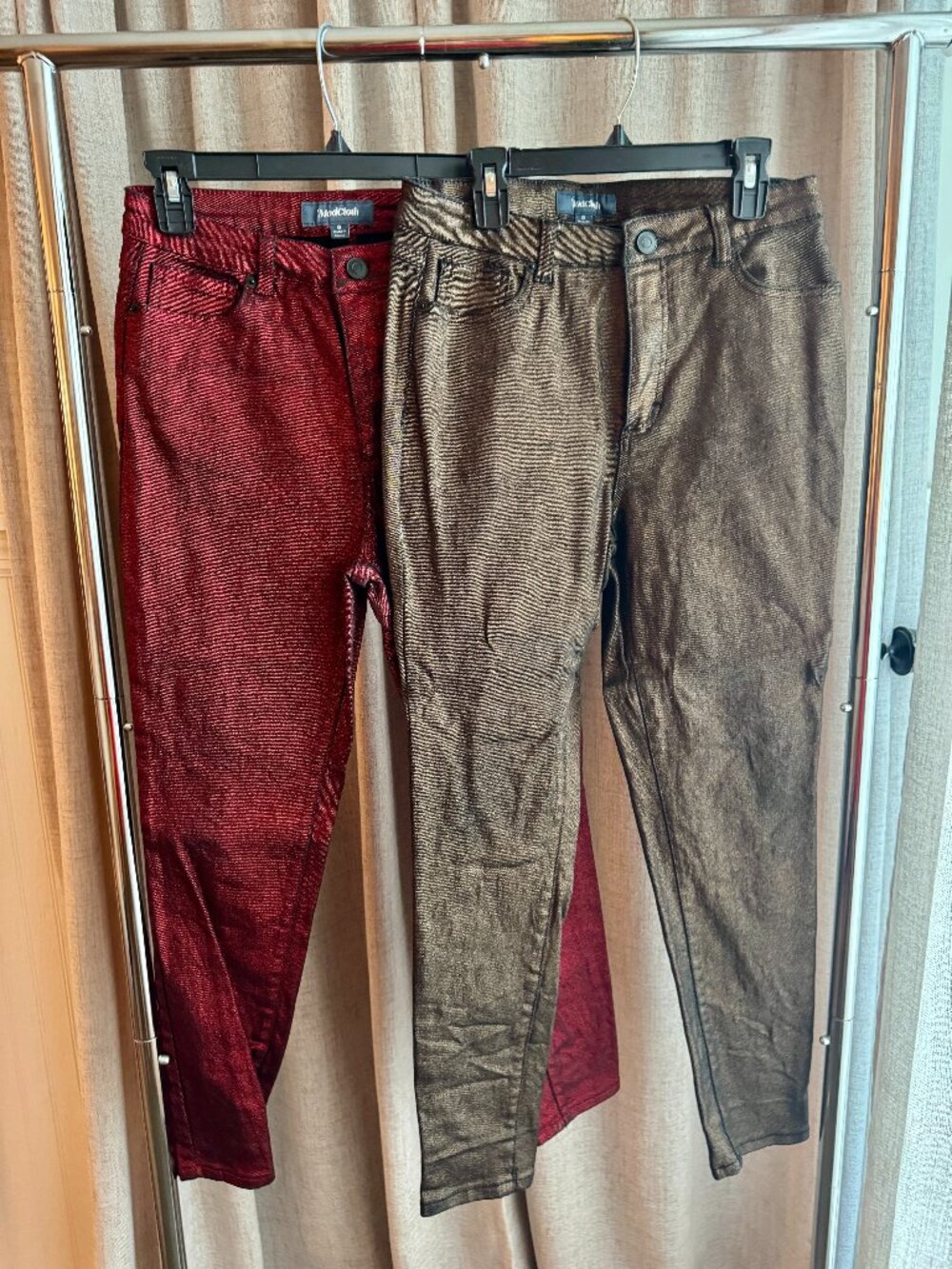 Modcloth Metallic Skinny Jean Bundle- Size 8- Red and Bronze